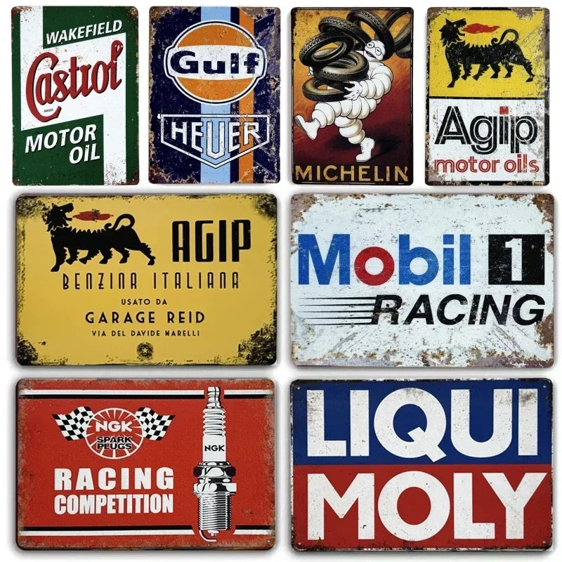 Vintage Motor Oil Tin Sign | Retro Garage Metal Wall Art