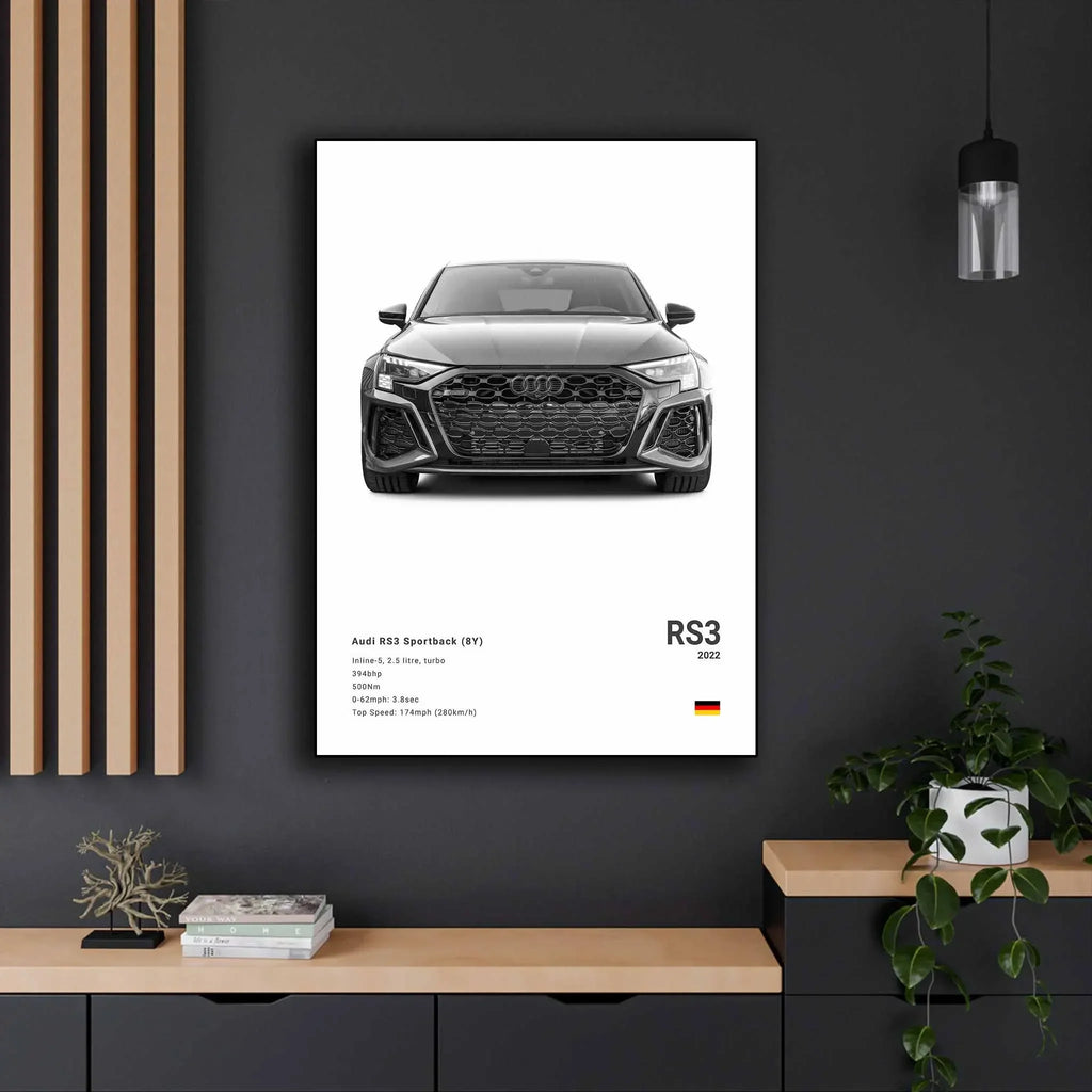 Luxury German Supercar Poster – RS3, R8, C8 Automotive Wall Art